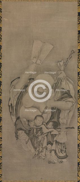 Hotei with Daoist Immortals: Hotei, c. 1575-1600. Creator: Ky?seki Tomonobu (Japanese, 1653-1721).