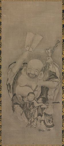 Hotei with Daoist Immortals: Hotei, c. 1575-1600. Creator: Ky?seki Tomonobu (Japanese, 1653-1721)