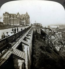 Hotel Chateau Frontenac and Dufferin Terrace, Quebec, Canada.Artist: Underwood & Underwood