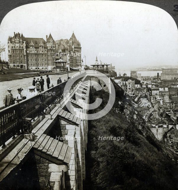 Hotel Chateau Frontenac and Dufferin Terrace, Quebec, Canada.Artist: Underwood & Underwood