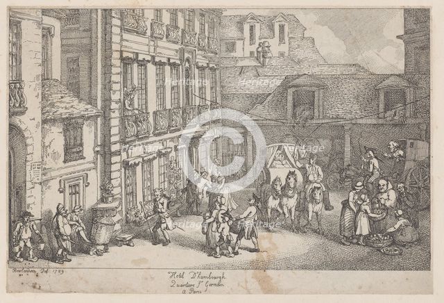 Hôtel d'Hambourgh, Quartière St. Germain à Paris, 1789., 1789. Creator: Thomas Rowlandson.