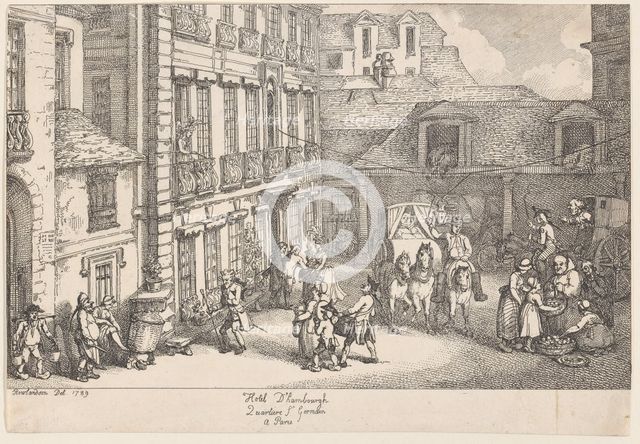 Hotel d'Hambourgh, Quartiere St. Germain a Paris, 1789., 1789. Creator: Thomas Rowlandson.