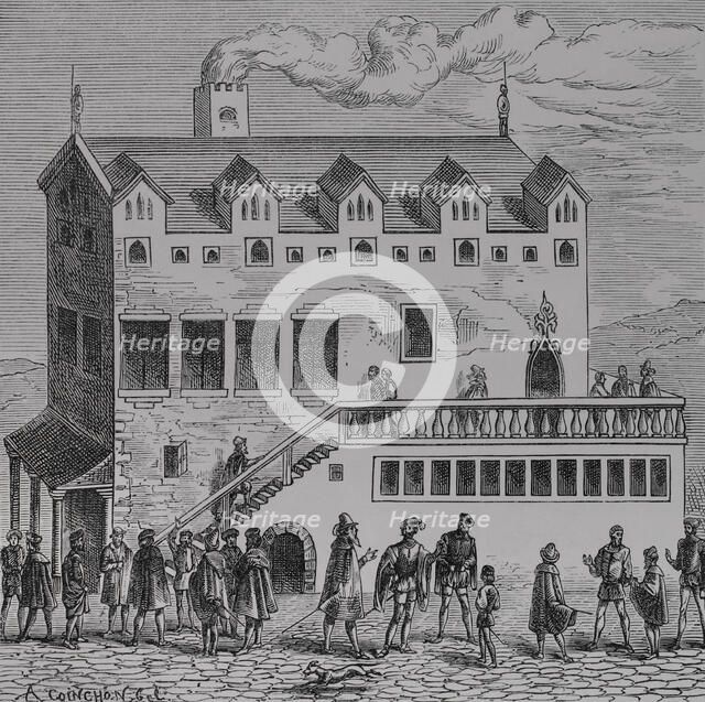 Hotel de la Chambre des comptes, in the courtyard of the Palais, Paris, France, 1878. Creator: Albert Coinchon.