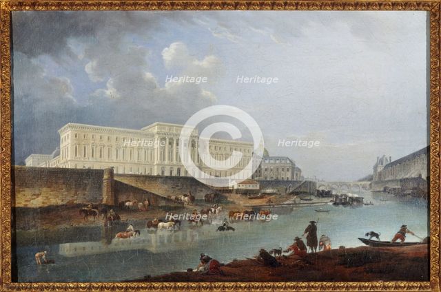 Hotel de la Monnaie, the Quai de Conti and the Seine, seen from the tip of la Cite, 1777. Creator: Pierre-Antoine Demachy.