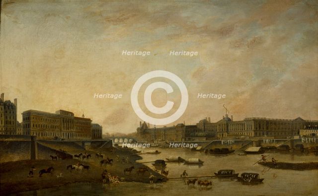 Hotel de la Monnaie and the Louvre, seen from Pont-Neuf, around 1800. Creator: Pierre-Antoine Demachy.