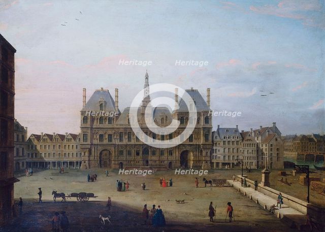 Hotel de Ville and the Place de Greve, around 1720, current 4th arrondissement, c1715-1725. Creator: Unknown.