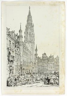 Hotel de Ville, Brussells, 1833. Creator: Samuel Prout