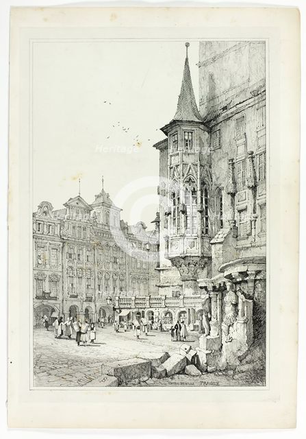 Hotel de Ville, Prague, 1833. Creator: Samuel Prout.
