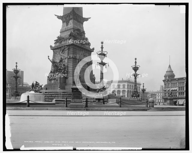 Hotel English and Army and Navy Soldiers' and Sailors' Monument, Indianapolis, Ind., c1904. Creator: Unknown.