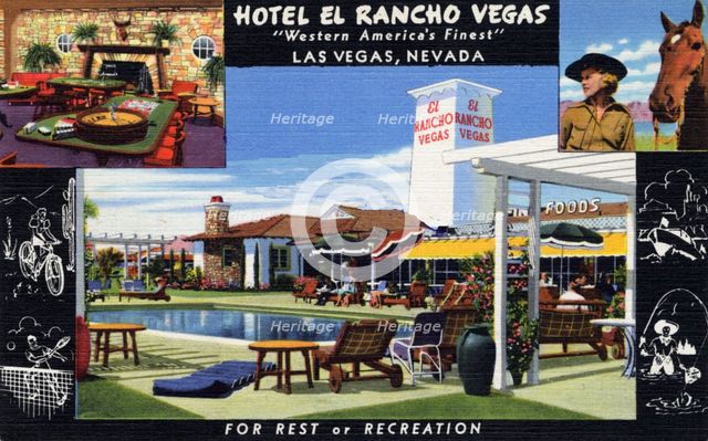 Hotel El Rancho Vegas, Las Vegas, Nevada, USA, 1942. Artist: Unknown