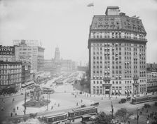 Hotel Pontchartrain and Campus (i.e. Cadillac Square) from City Hall, Detroit, Mich., c.1916-1920. Creator: Unknown