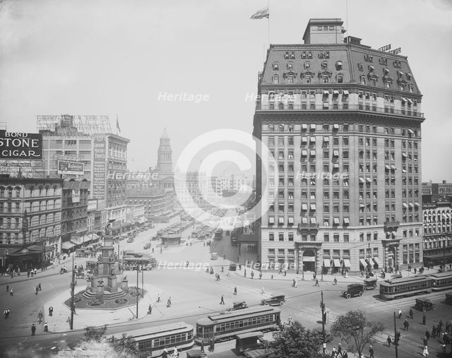 Hotel Pontchartrain and Campus (i.e. Cadillac Square) from City Hall, Detroit, Mich., c.1916-1920. Creator: Unknown.