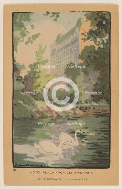 Hotel Plaza from Central Park, 1914. Creator: Rachael Robinson Elmer.