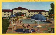 Hotel Thunderbird Swimming Pool, Las Vegas, Nevada postcard, 1950