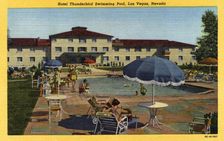 Hotel Thunderbird Swimming Pool, Las Vegas, Nevada postcard, 1950