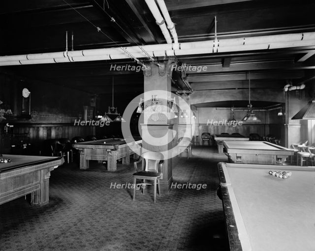 Hotel Utica, billiard room, Utica, N.Y., between 1905 and 1915. Creator: Unknown.
