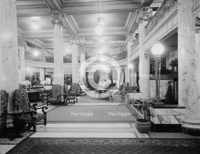 Hotel Utica, reception lobby, Utica, N.Y., between 1905 and 1915. Creator: Unknown.
