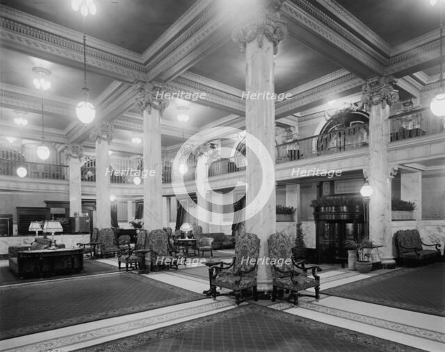 Hotel Utica, reception lobby, Utica, N.Y., between 1905 and 1915. Creator: Unknown.
