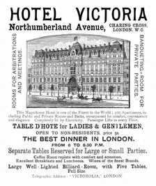 'Hotel Victoria, Northumberland Avenue 1891. Creator: Unknown