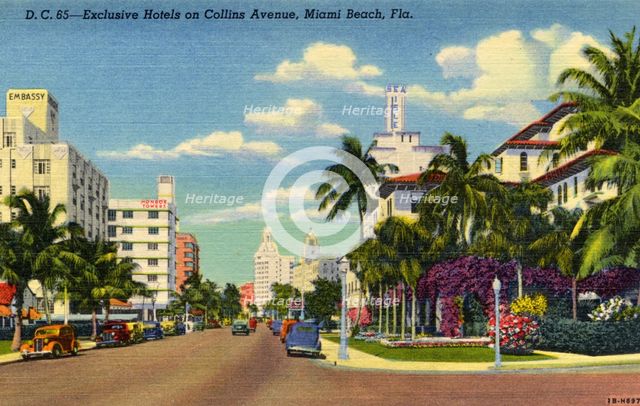 Hotels on Collins Avenue, Miami Beach, Florida, USA, 1941. Artist: Unknown