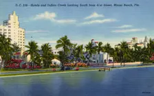 Hotels and Indian Creek looking south from 41st Street, Miami Beach, Florida, USA, 1946