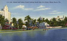 Hotels and Indian Creek looking south from 41st Street, Miami Beach, Florida, USA, 1946