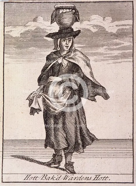 'Hott Bak'd Wardens Hott', Cries of London, (c1688?). Artist: Anon