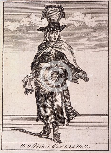 'Hott Bak'd Wardens Hott', Cries of London, (c1688?). Artist: Anon