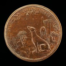 Hound Looking at a Constellation of the Goat [reverse], c. 1554. Creator: Pietro Paolo Galeotti