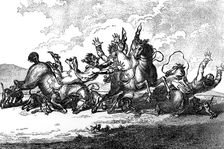 Hounds throwing off 1800.Artist: Henry William Bunbury