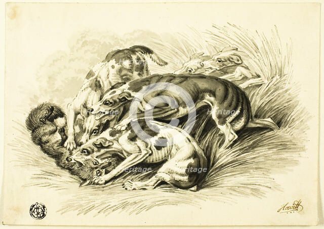Hounds with Fox, 1800/10. Creator: Guillaume Coustou I.
