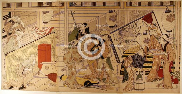 House cleaning in preparation for the New Year, Japan, late 1790s. Creator: Kitagawa Utamaro.