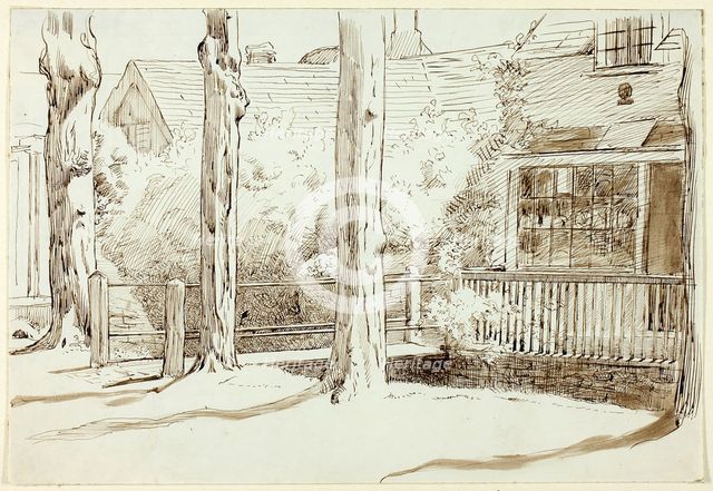 House and Old Trees, n.d. Creator: Henry Stacy Marks.