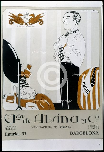 House Advertising Vda. de Alsina y Cia. de Barcelona, manufactures of ties, shirts, collars..., 1921 Creator: Roqueta Ramón (1888-1933).