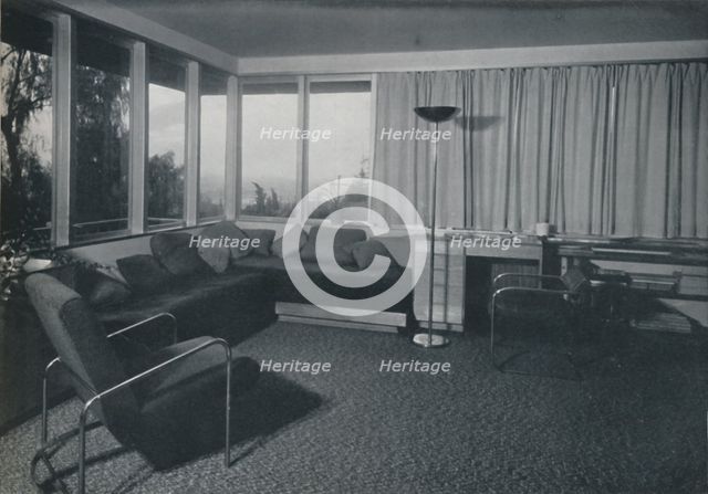 'House at Los Angeles by Richard J Neutra. - An interior shot of the living quarters', 1942. Artist: Unknown.