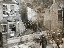 House damaged by a crashed RAF aircraft, Leytonstone, London, World War II, 11 February 1942