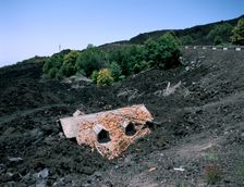 House destroyed by lava flow, Mount Etna, Sicily, Italy. Creator: Peter Thompson