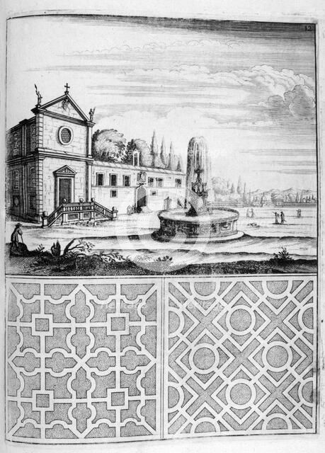 House, fountain and garden design, 1664. Artist: Georg Andreas Bockler