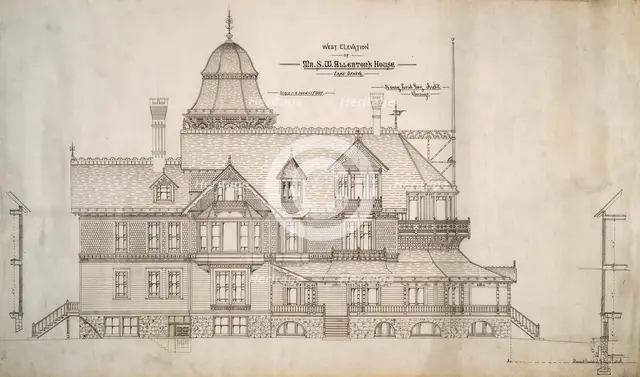 House for Mr. S.W. Allerton, Lake Geneva, Wisconsin: West Elevation, c. 1884. Creator: Henry Lord Gay.
