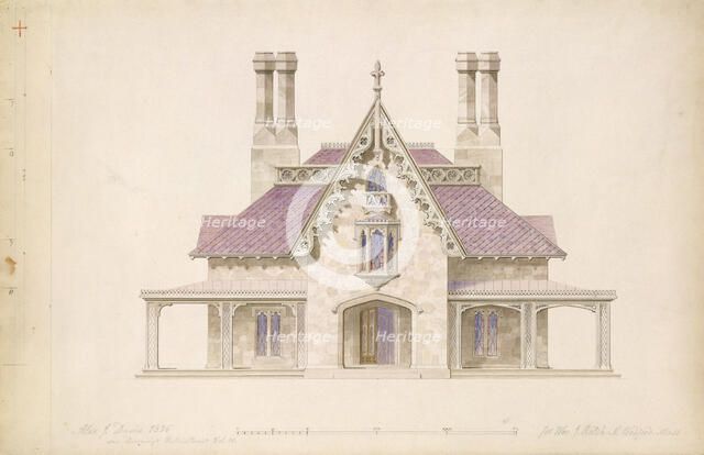 House for William J. Rotch, New Bedford, Massachusetts (front elevation), 1845. Creator: Alexander Jackson Davis.