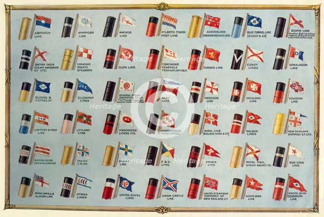 'House Flags and Funnels of Passenger Steamship Lines', c1930. Creator: Unknown.