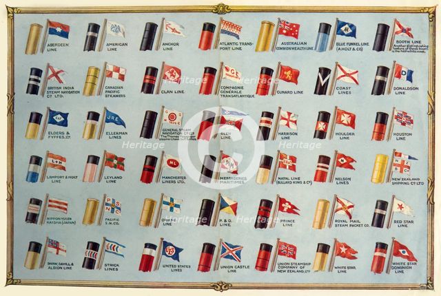 'House Flags and Funnels of Passenger Steamship Lines', c1930. Creator: Unknown.