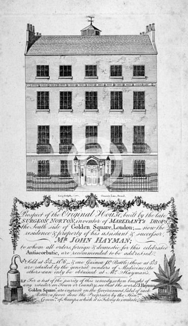 House in Golden Square, Westminster, London, c1790. Artist: Long
