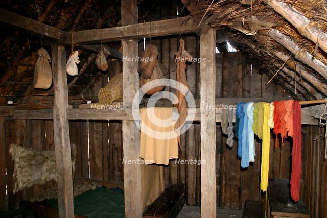House interior, West Stow Country Park and Anglo-Saxon Village, Bury St Edmund's, Suffolk.