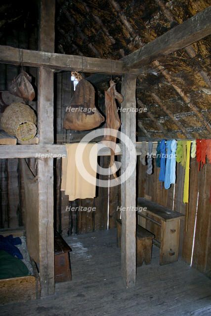 House interior, West Stow Country Park and Anglo-Saxon Village, Bury St Edmund's, Suffolk.