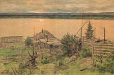 House on the river bank, 1921. Creator: Dmitrii Innokent'evich Karatanov
