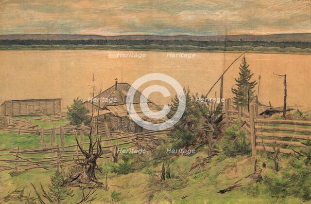 House on the river bank, 1921. Creator: Dmitrii Innokent'evich Karatanov.