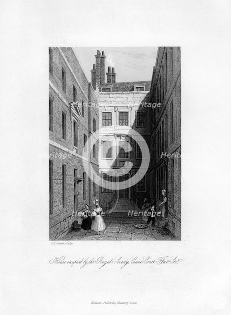 House occupied by the Royal Society, Crane Court, Fleet Street, 1678-1760, (1840). Artist: C J Smith