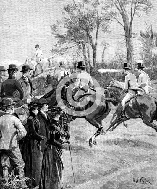 House of Commons’ Steeplechase at Rugby, March 29. - rush at the first fence, 1890. Creator: R. Taylor.
