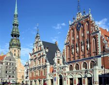 House of Blackheads and St Peter's church, Riga, Latvia